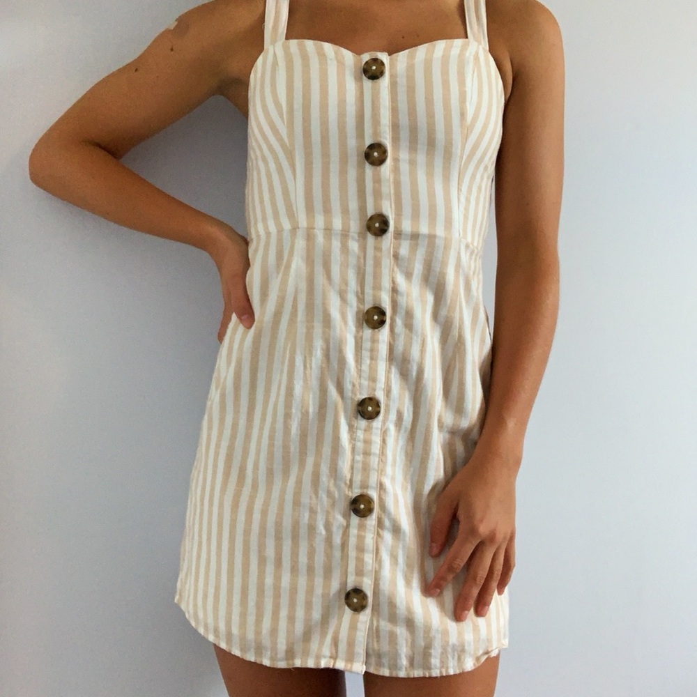 ABERCROMBIE AND FINCH Tan and White Striped Dress